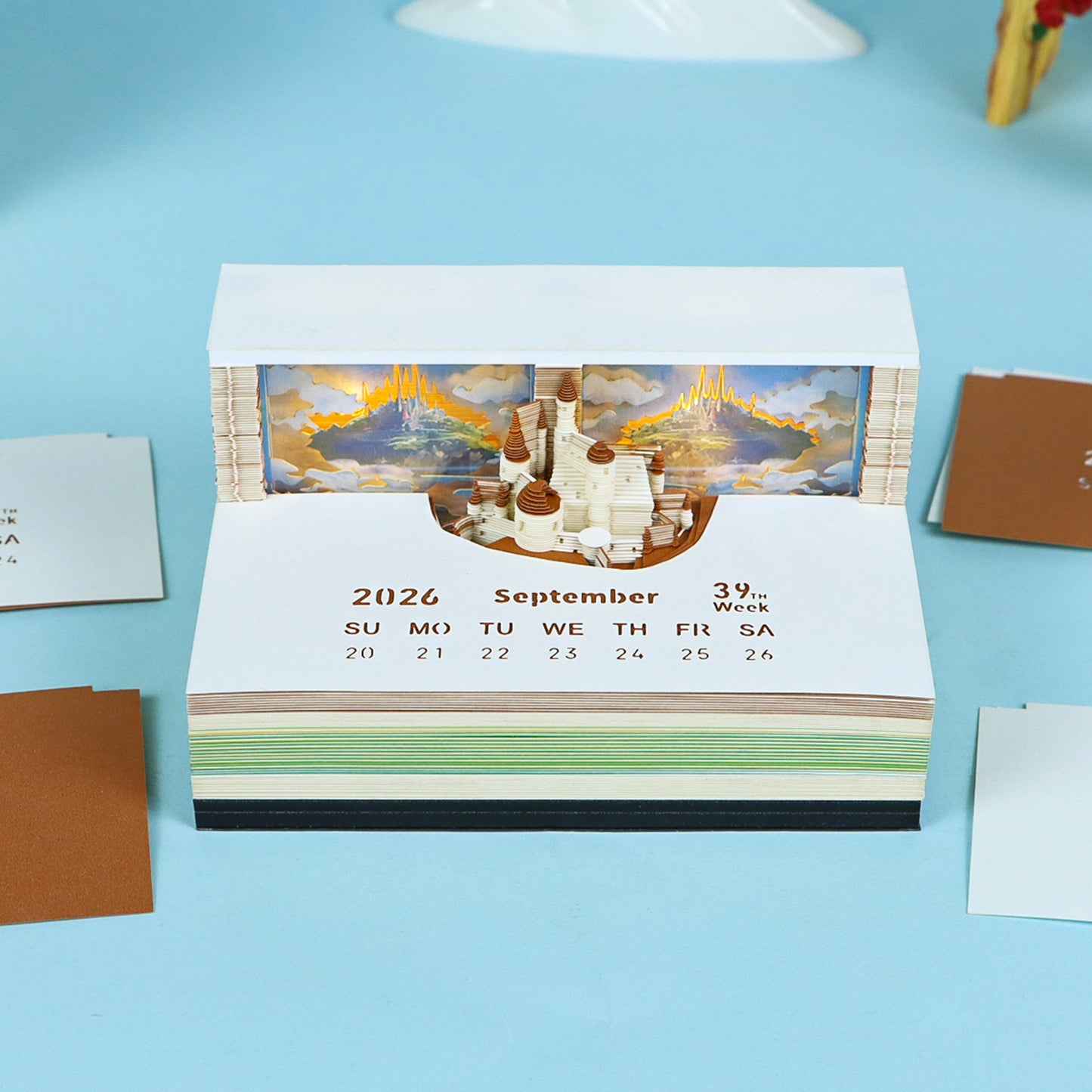 Castle in the Sky 3D Model Hand Torn Memo Pad With Weekly Calendar 2026