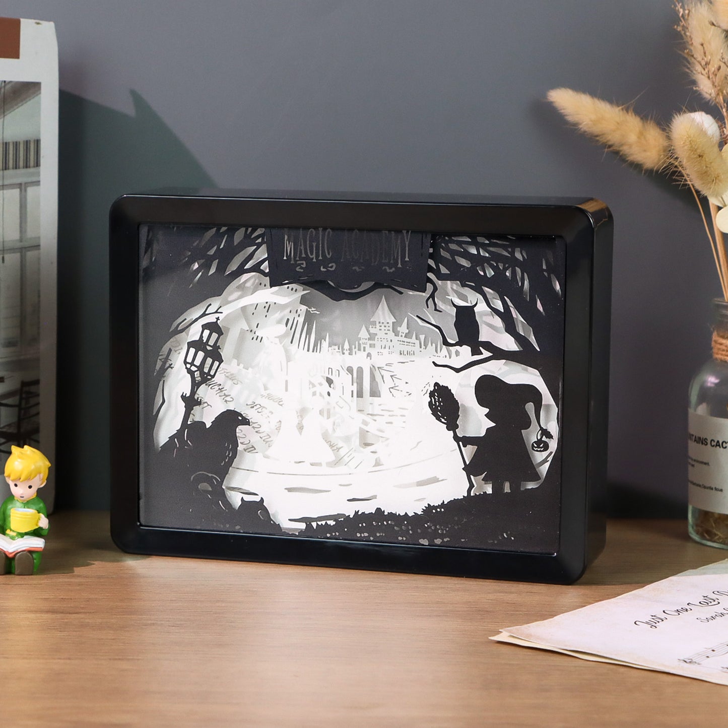 Magic Academy Light Box Paper Craving Lamp(Black Shadow Box Frame)
