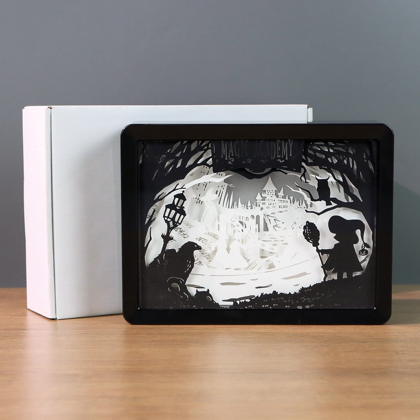 Magic Academy Light Box Paper Craving Lamp(Black Shadow Box Frame)