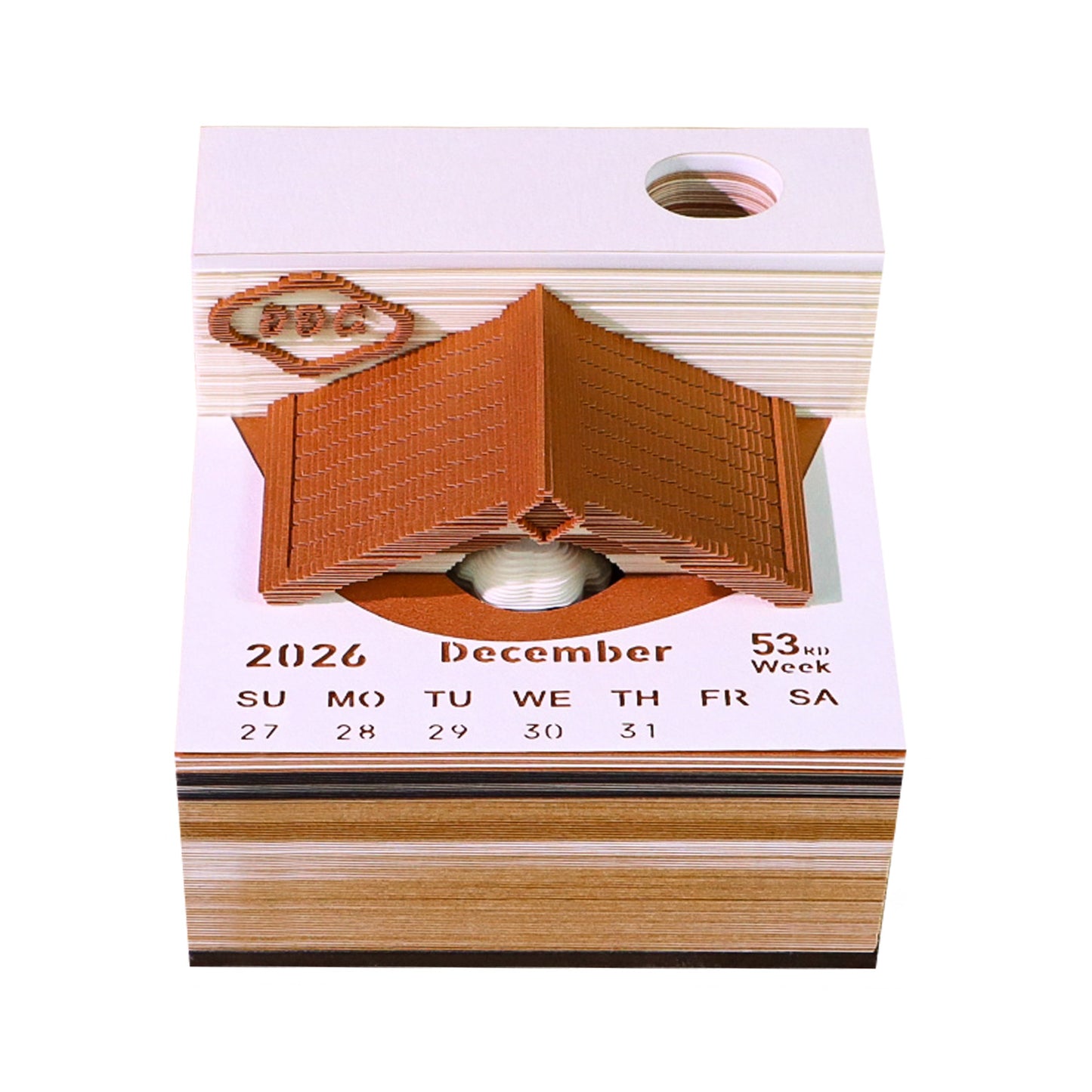 Cute Dog Cottage 3D Model Hand Torn Memo Pad With Weekly Calendar 2026