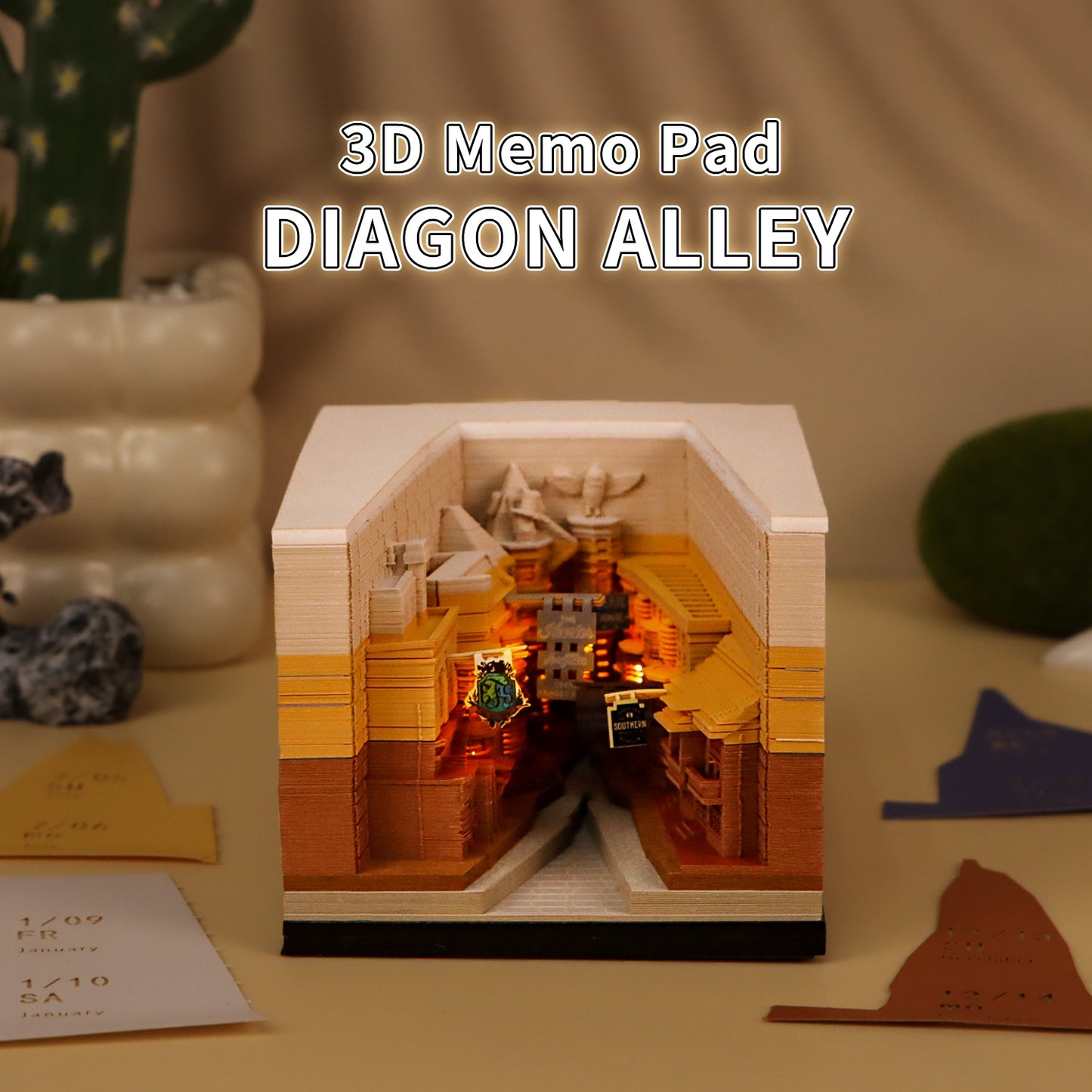 Diagon Alley 3D Model Hand Torn Memo Pad With Daily Calendar 2026