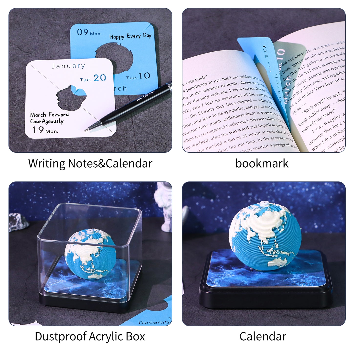 Earth Model Paper Sculpture Miniature Hand Tear off 3D Calendar Memo Pad
