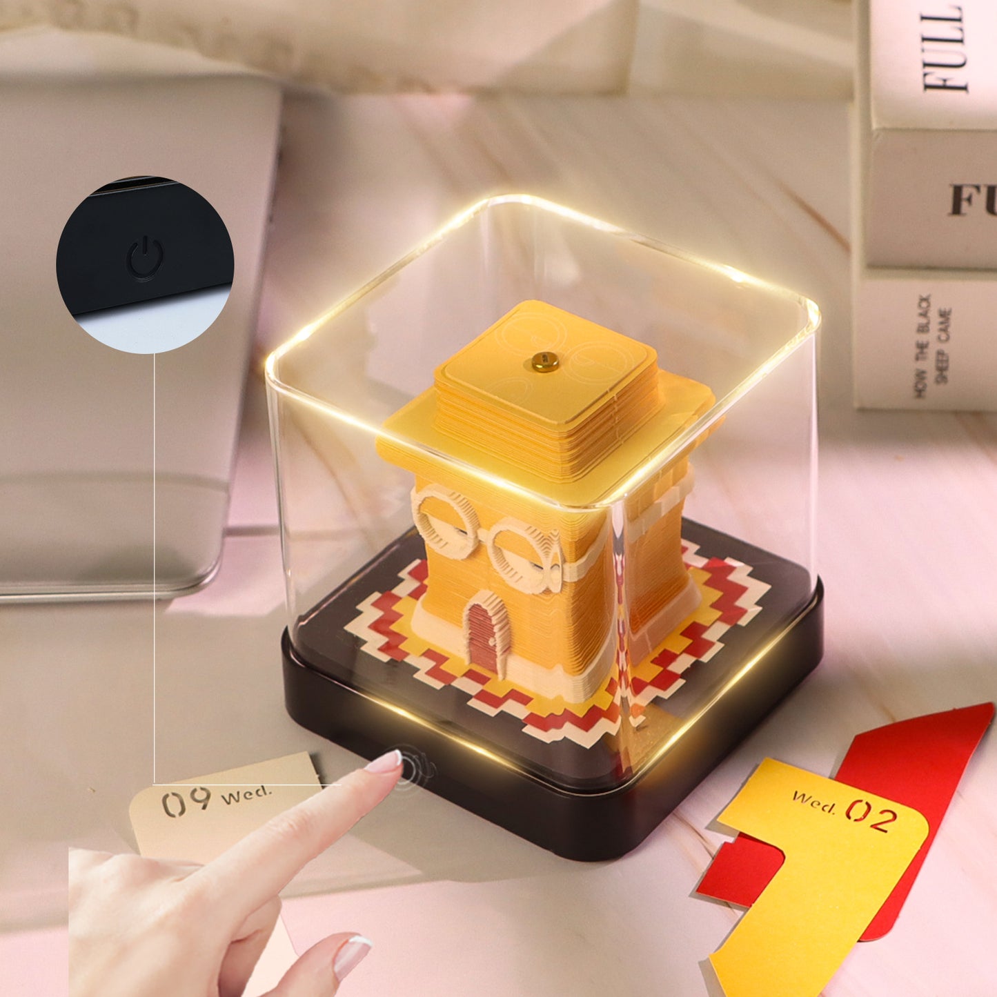 Astonished Face Emoji 3D Model Hand Torn Memo Pad With Daily Calendar 2026