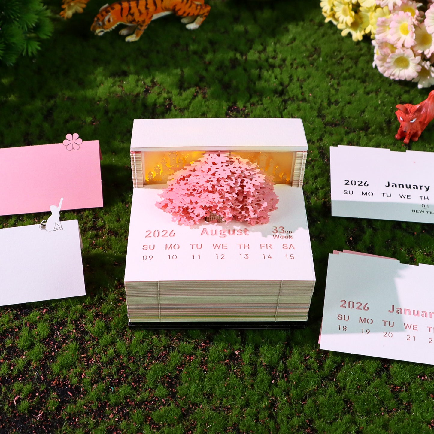 Flower Treehouse 3D Model Hand Torn Memo Pad With Weekly Calendar 2026