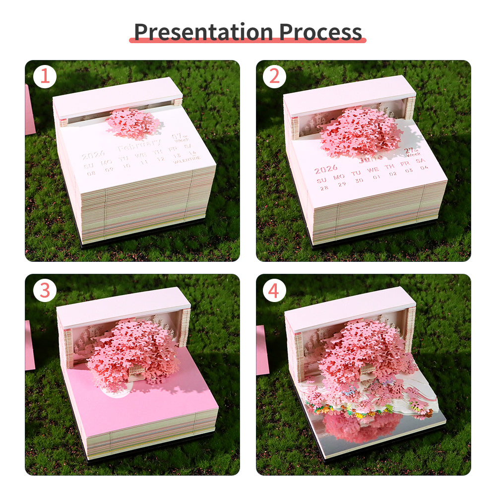 Flower Treehouse 3D Model Hand Torn Memo Pad With Weekly Calendar 2026