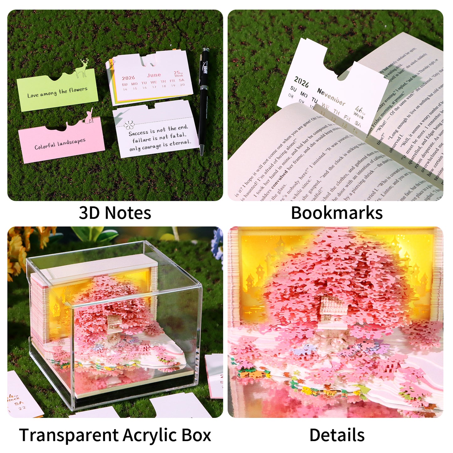 Flower Treehouse 3D Model Hand Torn Memo Pad With Weekly Calendar 2026