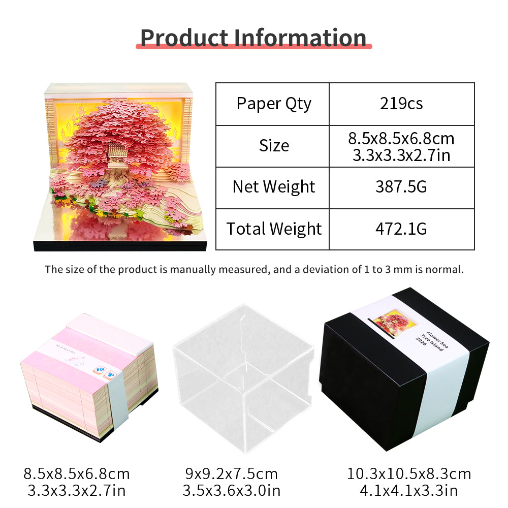 Flower Treehouse 3D Model Hand Torn Memo Pad With Weekly Calendar 2026