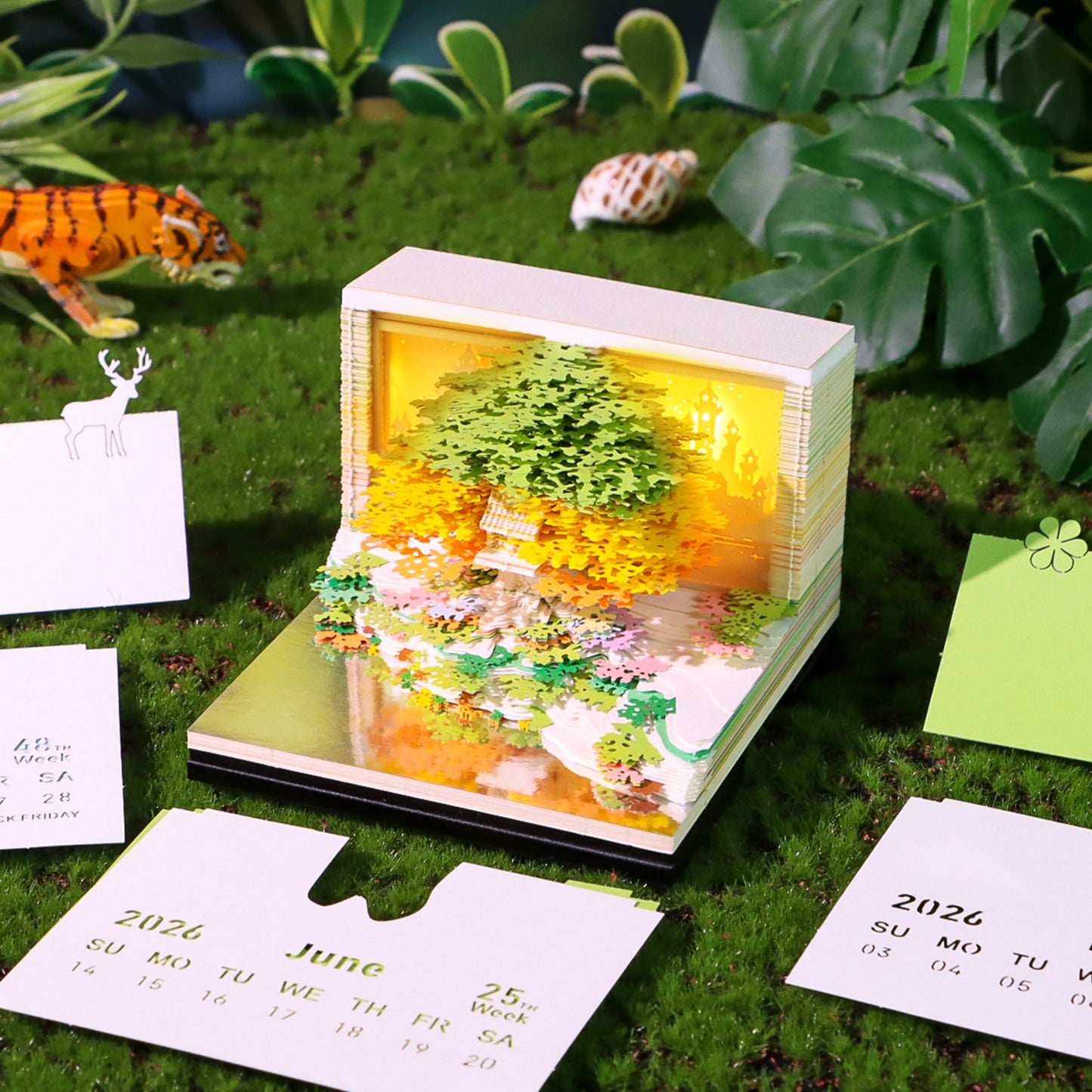 Flower Treehouse 3D Model Hand Torn Memo Pad With Weekly Calendar 2026