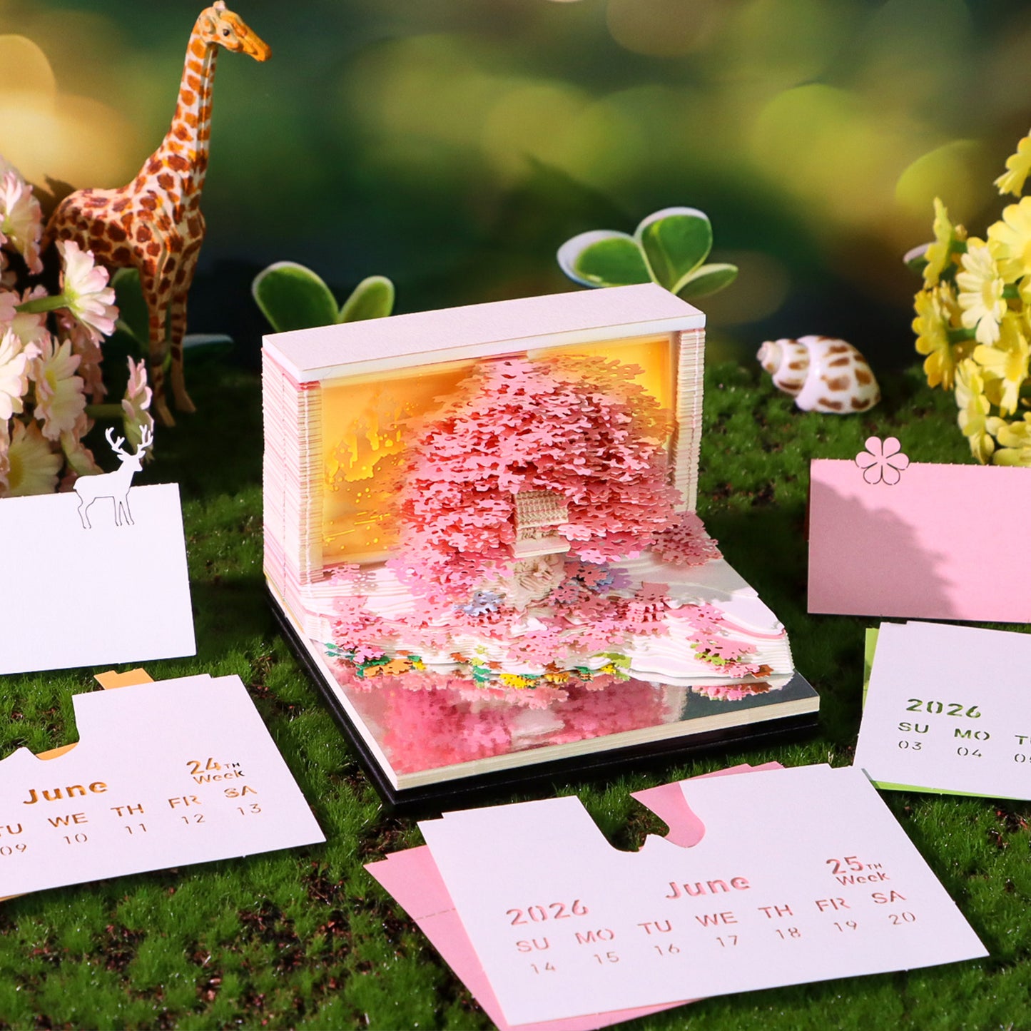Flower Treehouse 3D Model Hand Torn Memo Pad With Weekly Calendar 2026
