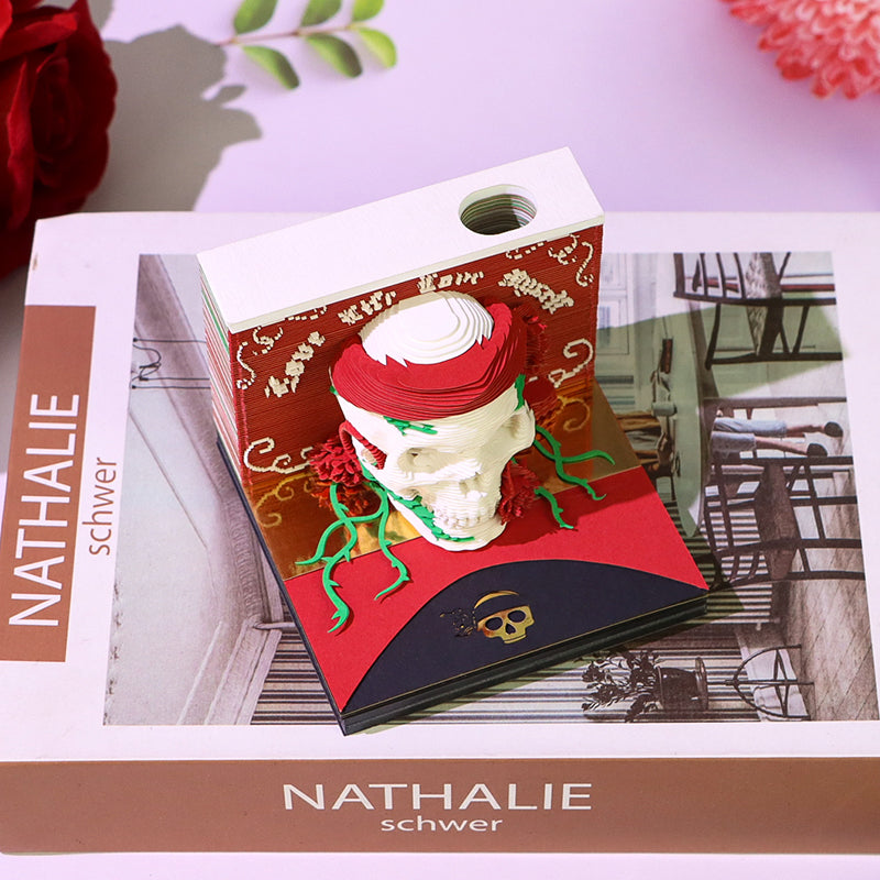 Christmas Gift Table Desk Calendar Custom Design Available Skull Head 3D Memo Pad 2026 3D Paper Craft Calendar For Gifting