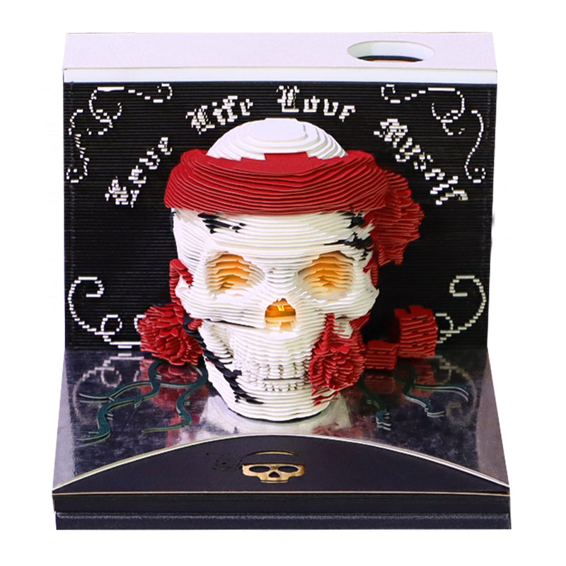 Christmas Gift Table Desk Calendar Custom Design Available Skull Head 3D Memo Pad 2026 3D Paper Craft Calendar For Gifting
