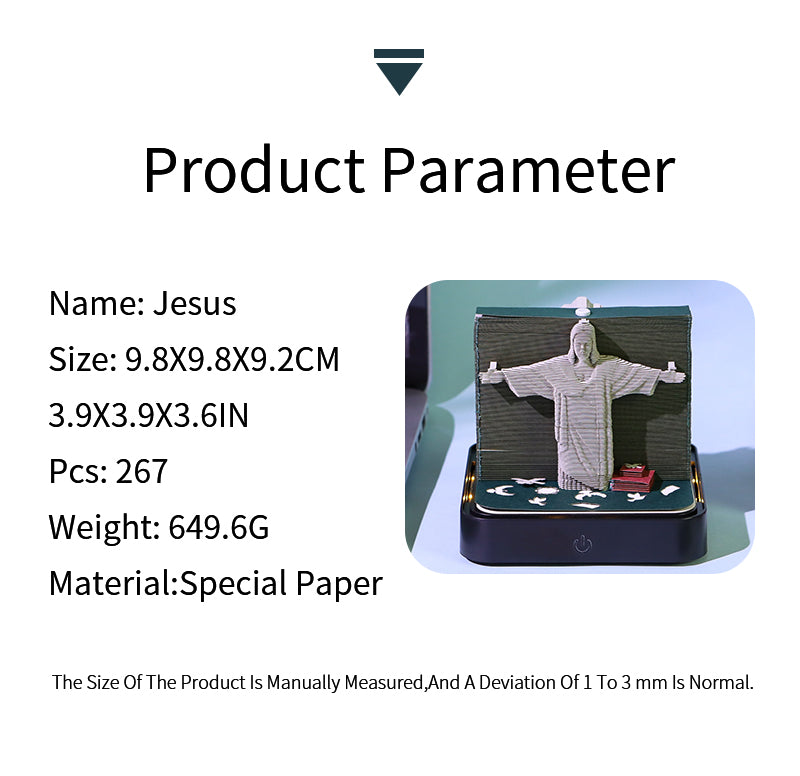Jesus and Cross 3D Model Hand Torn Memo Pad With Daily Calendar 2026