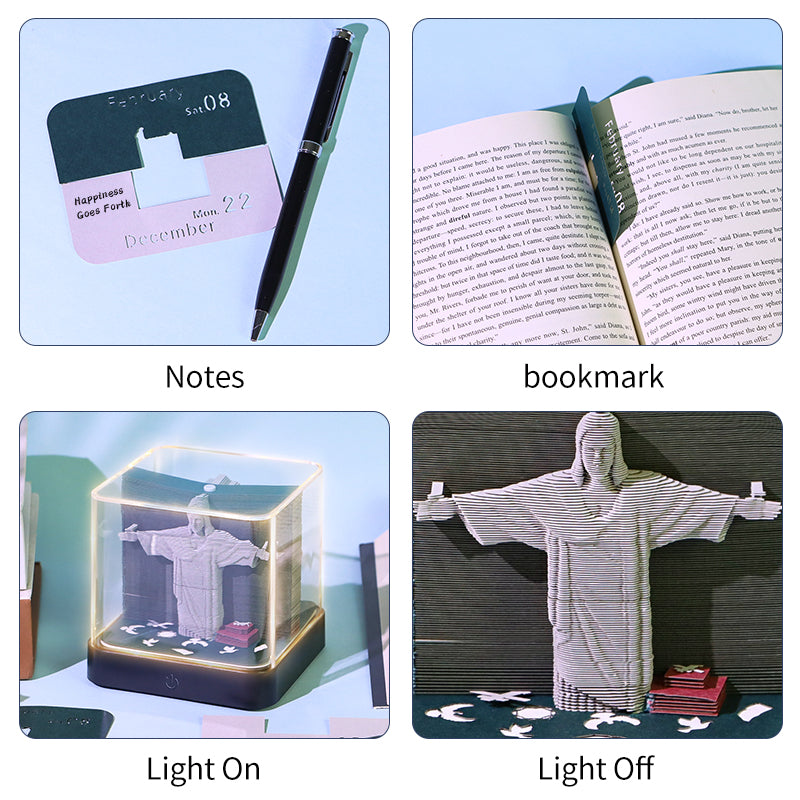 Jesus and Cross 3D Model Hand Torn Memo Pad With Daily Calendar 2026
