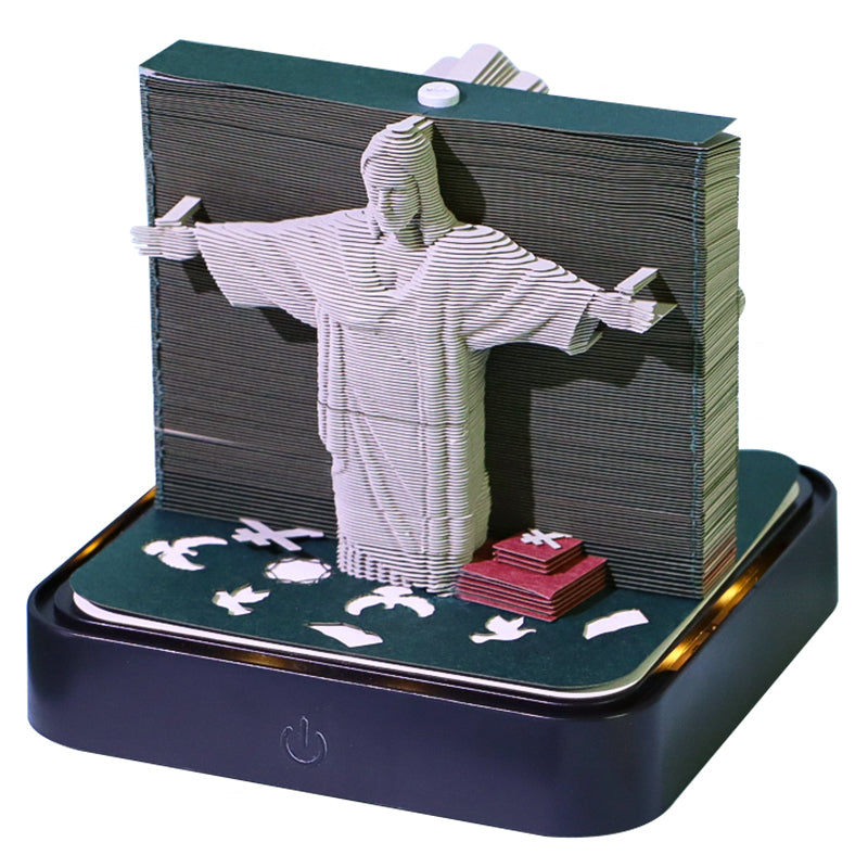 Jesus and Cross 3D Model Hand Torn Memo Pad With Daily Calendar 2026
