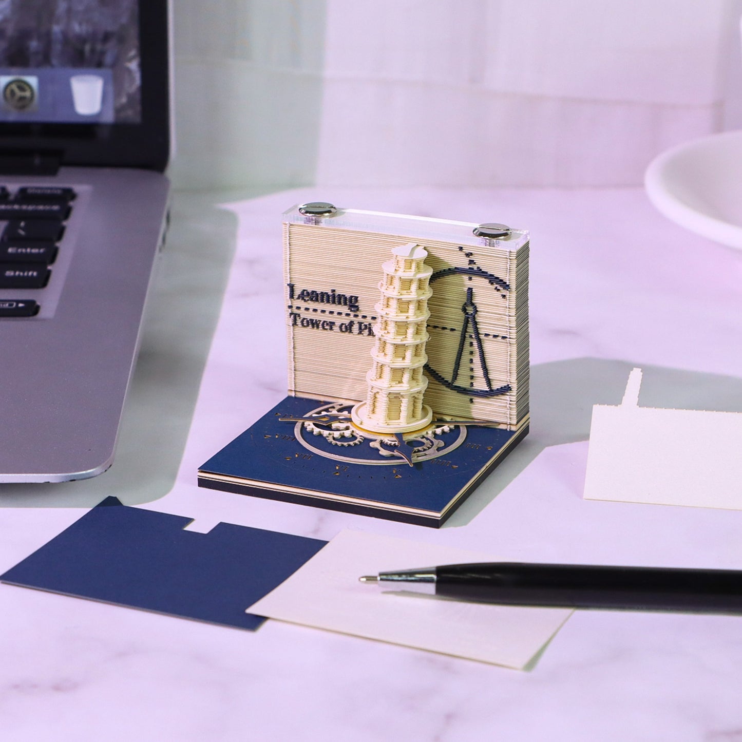 Leaning Tower of Pisa/Angel Wishing Fountain/Retro House 3D Miniature Model Hand Tear Off Memo Pad