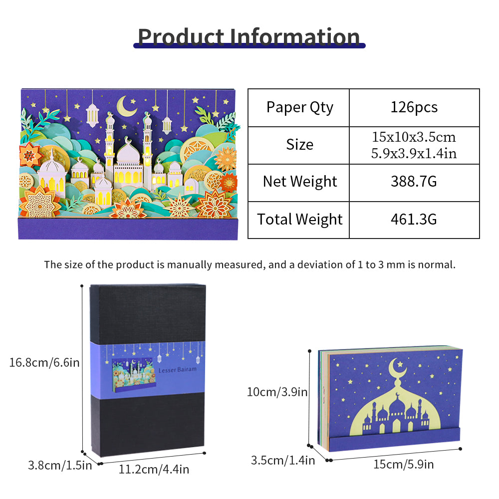 Mosque Eid Al-Fitr Ramadan Handicraft Tear Off 3D Memo Pad