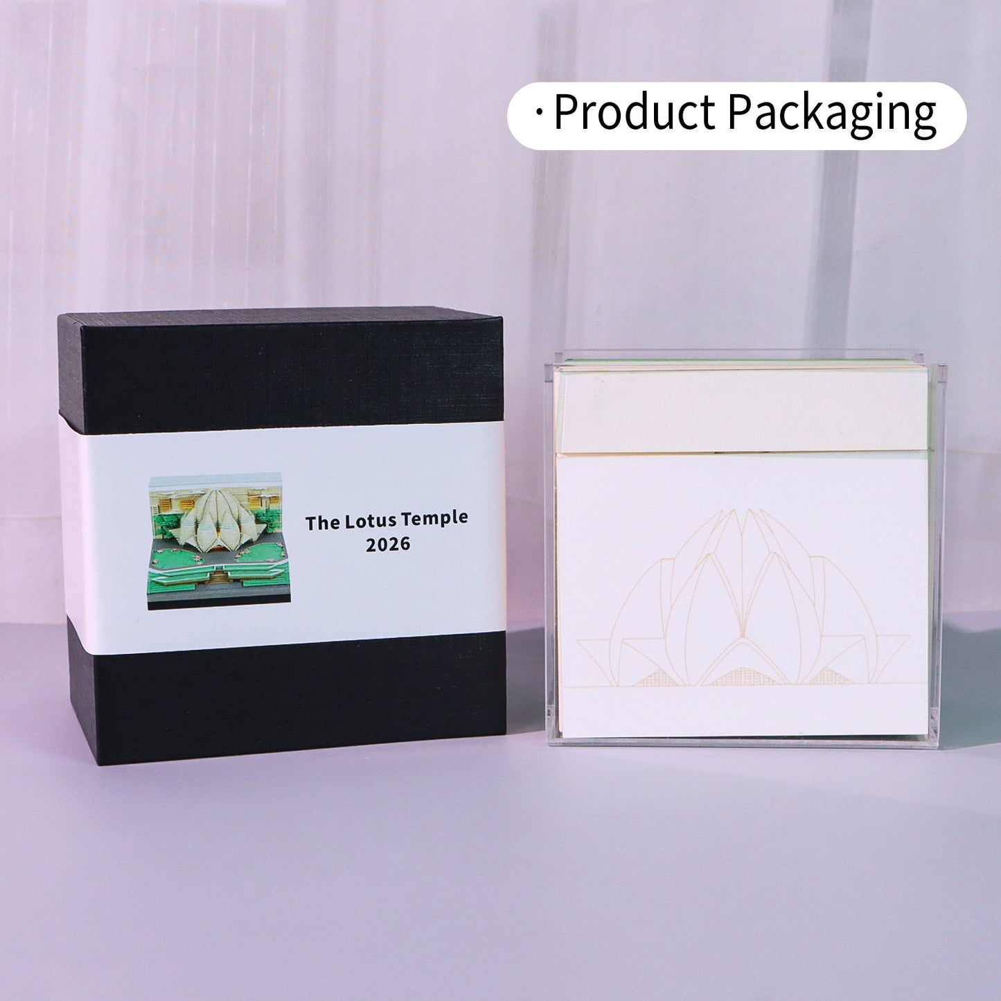 Indian Lotus Temple 3D Model Hand Torn Memo Pad With Weekly Calendar 2026