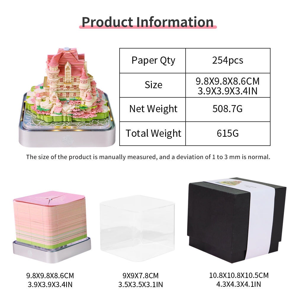 Love Castle 3D Model Hand Torn Memo Pad With Daily Calendar 2026