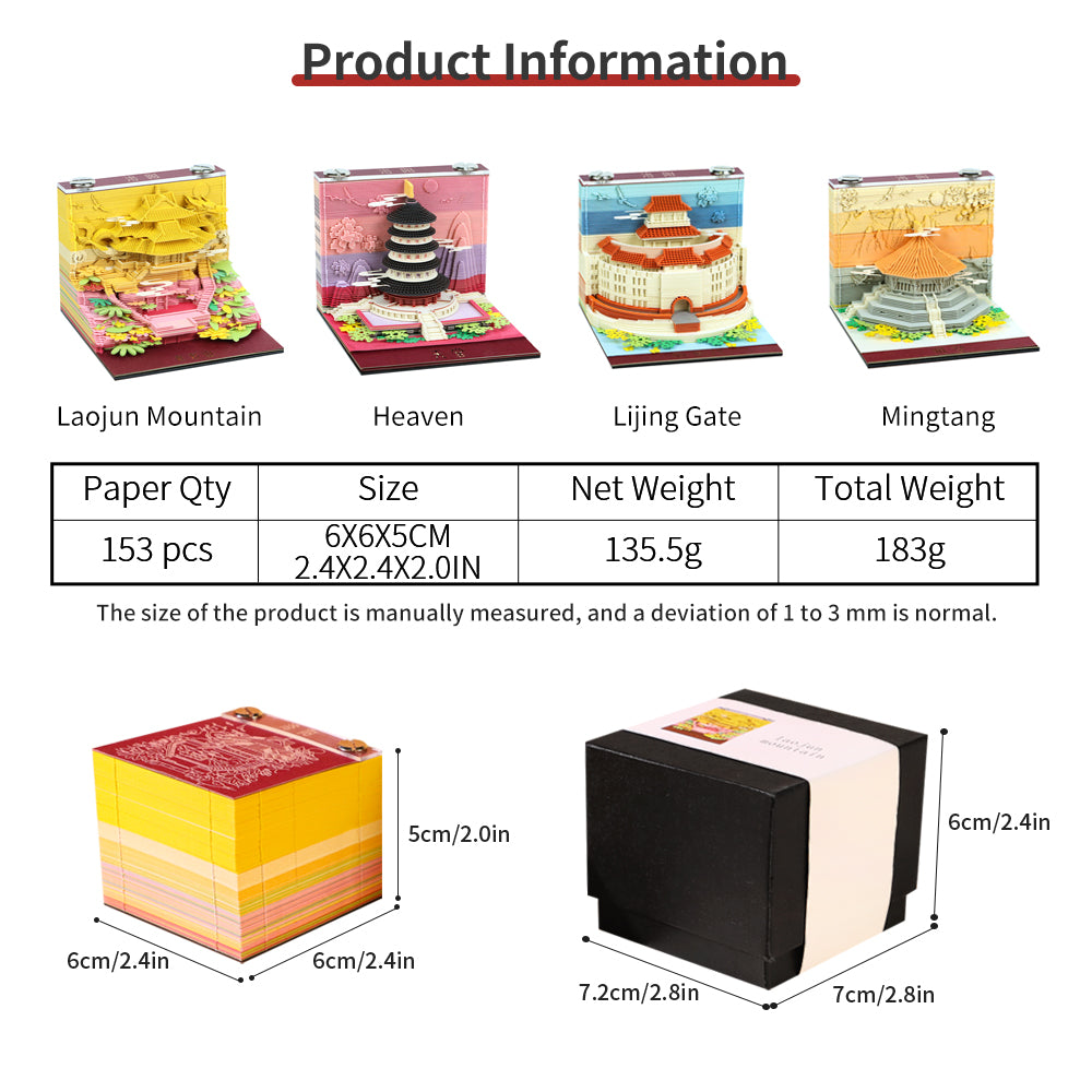 Low Price City Mark Ancient Building 3D Model Hand Torn Memo Pad