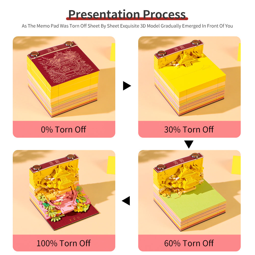 Low Price City Mark Ancient Building 3D Model Hand Torn Memo Pad