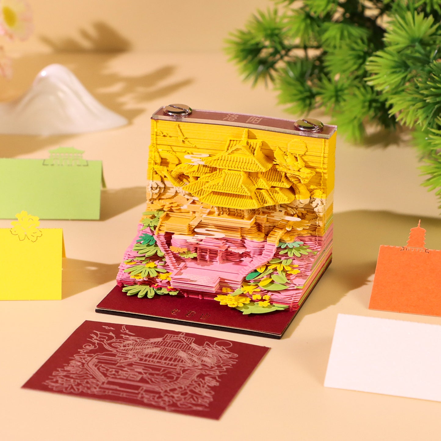 Low Price City Mark Ancient Building 3D Model Hand Torn Memo Pad