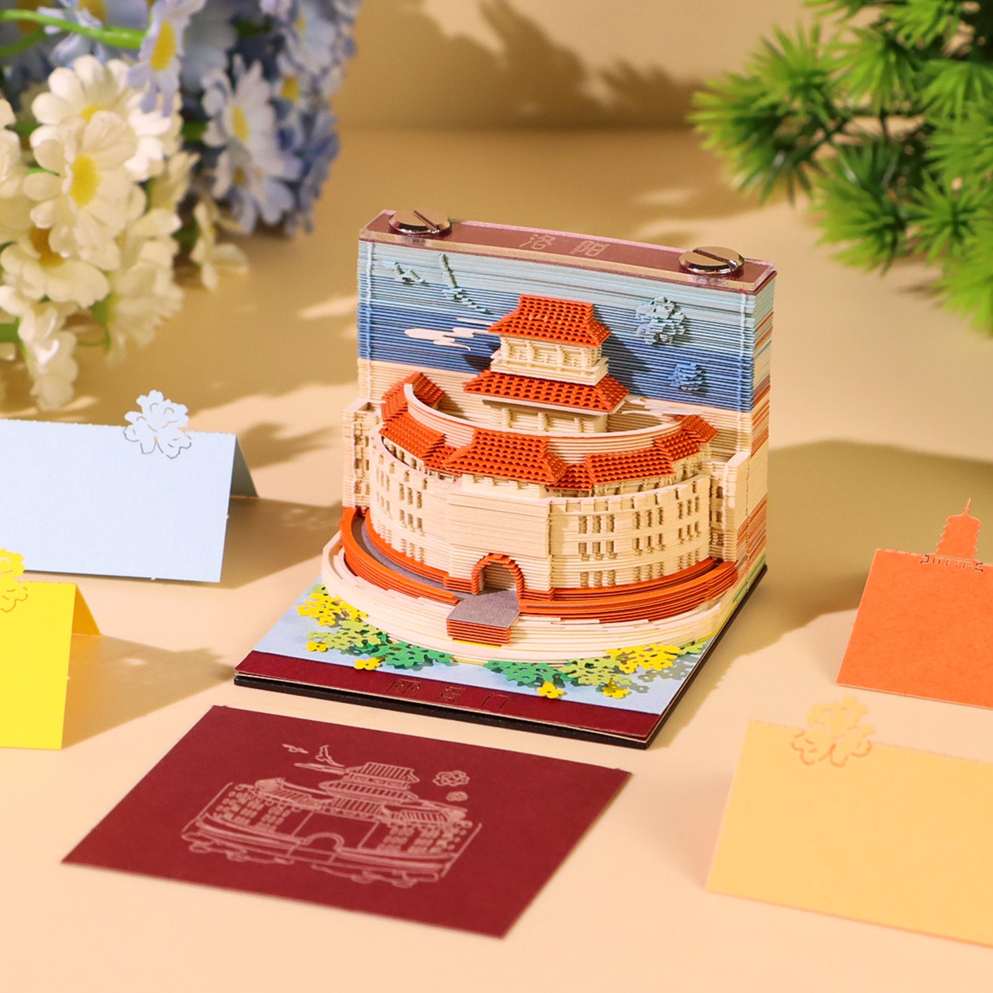 Low Price City Mark Ancient Building 3D Model Hand Torn Memo Pad