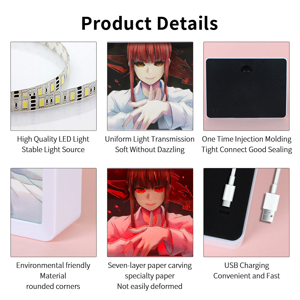 Máchima Anime Light Box Paper Craving Lamp(Black Shadow Box Frame)