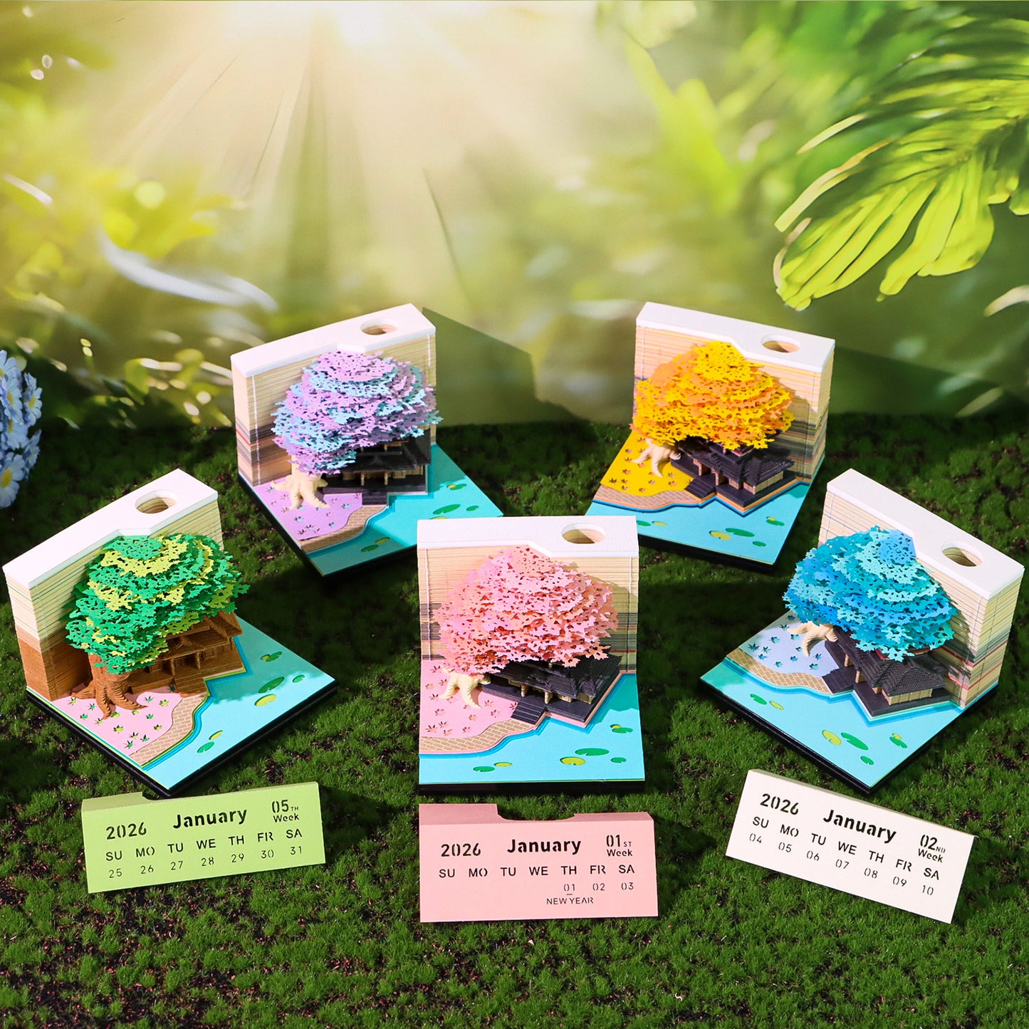 Treehouse 3D Model Hand Torn Memo Pad With Weekly Calendar 2026