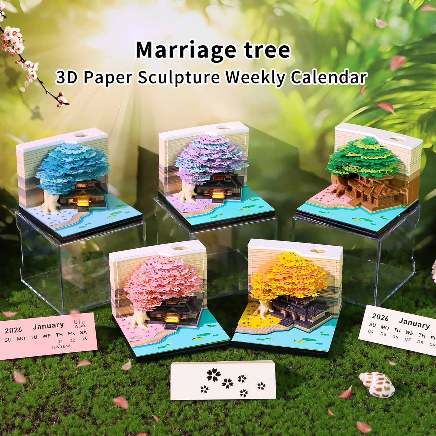 Treehouse 3D Model Hand Torn Memo Pad With Weekly Calendar 2026