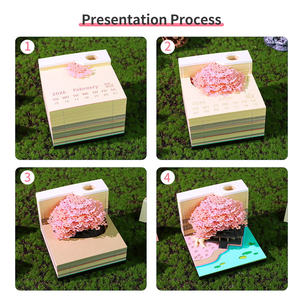 Treehouse 3D Model Hand Torn Memo Pad With Weekly Calendar 2026