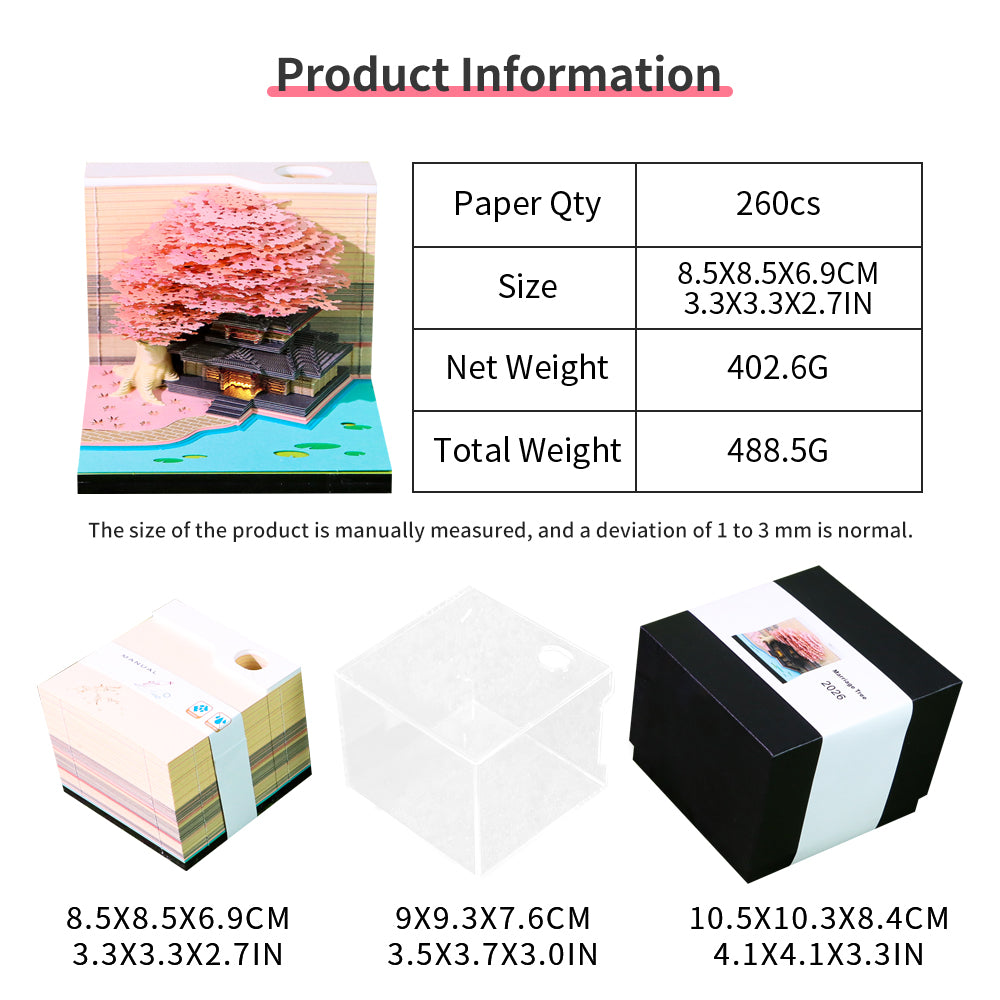 Treehouse 3D Model Hand Torn Memo Pad With Weekly Calendar 2026