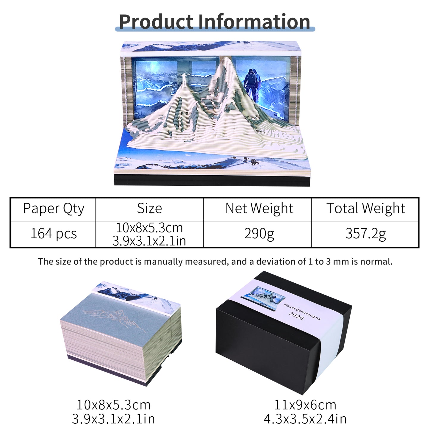 Mount Everest 3D Calendar Memo Pad With Light
