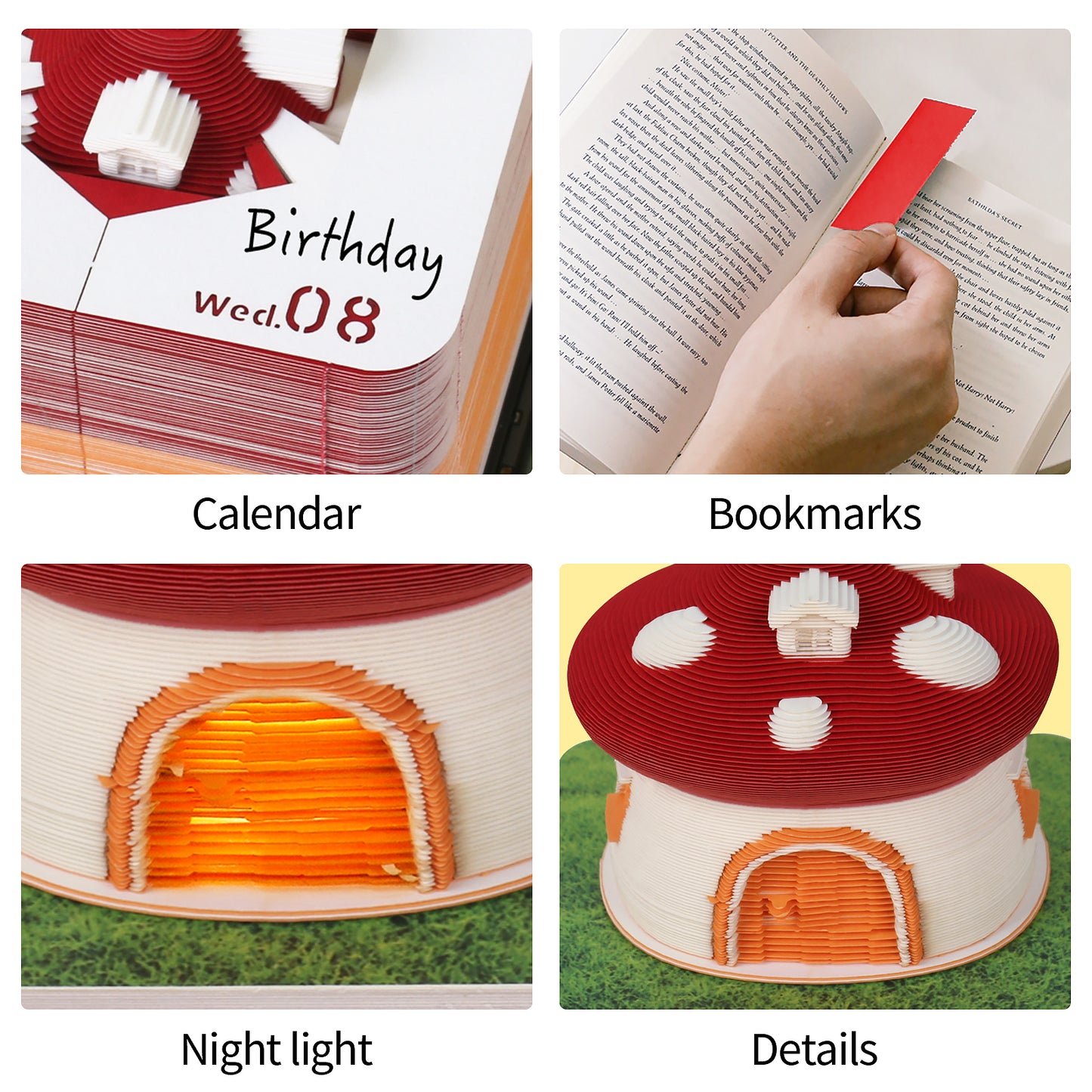 Mushroom 3D Model Hand Torn Memo Pad With Daily Calendar 2026