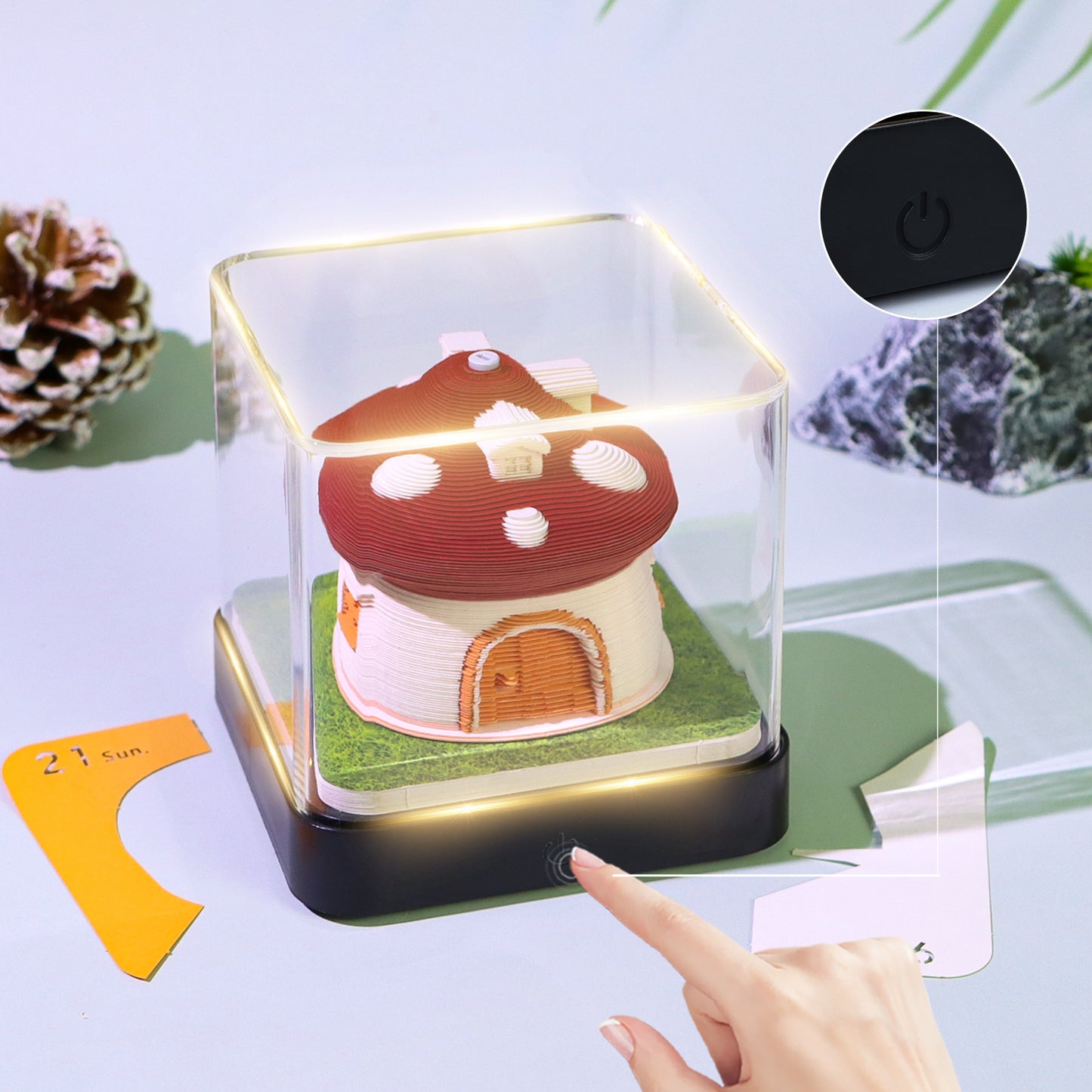 Mushroom 3D Model Hand Torn Memo Pad With Daily Calendar 2026