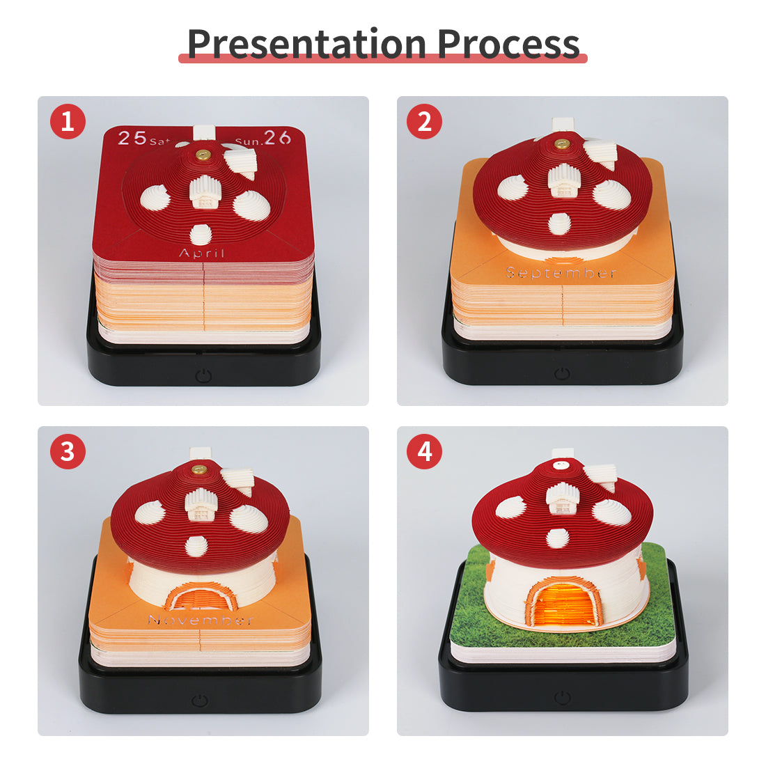 Mushroom 3D Model Hand Torn Memo Pad With Daily Calendar 2026