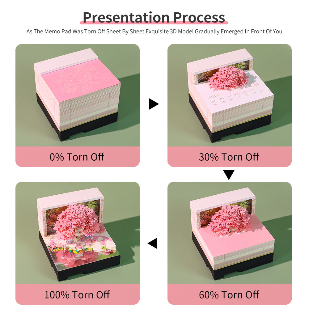 Treehouse 3D Model Hand Torn Memo Pad With Music Speaker