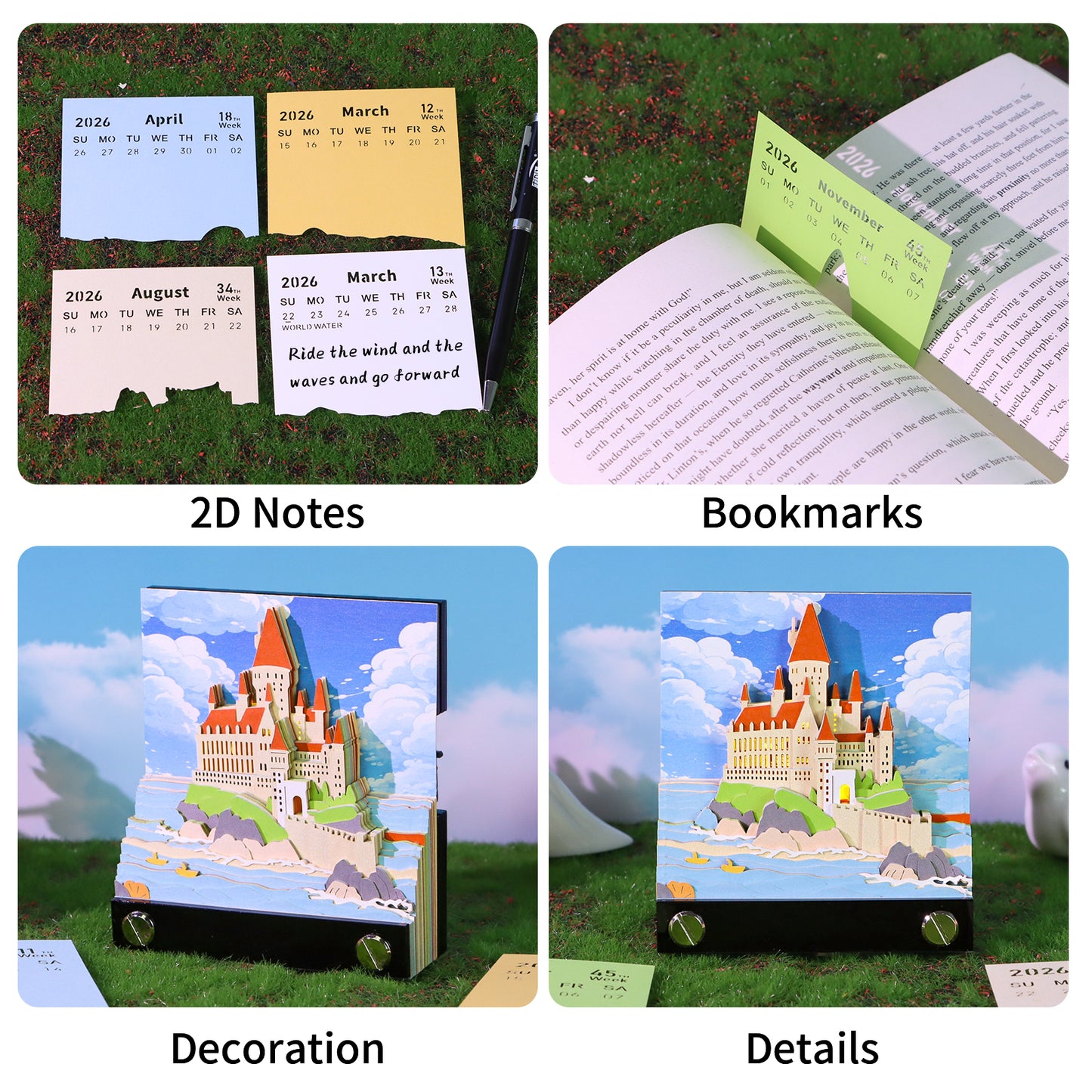 Ocean Castle Tear Off 3D Memo Pad With Light and Calendar