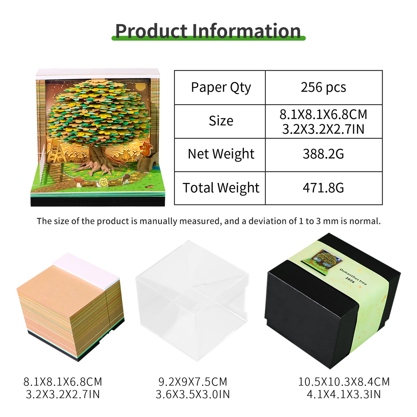 Osmanthus Tree 3D Calendar Memo Pad With Light