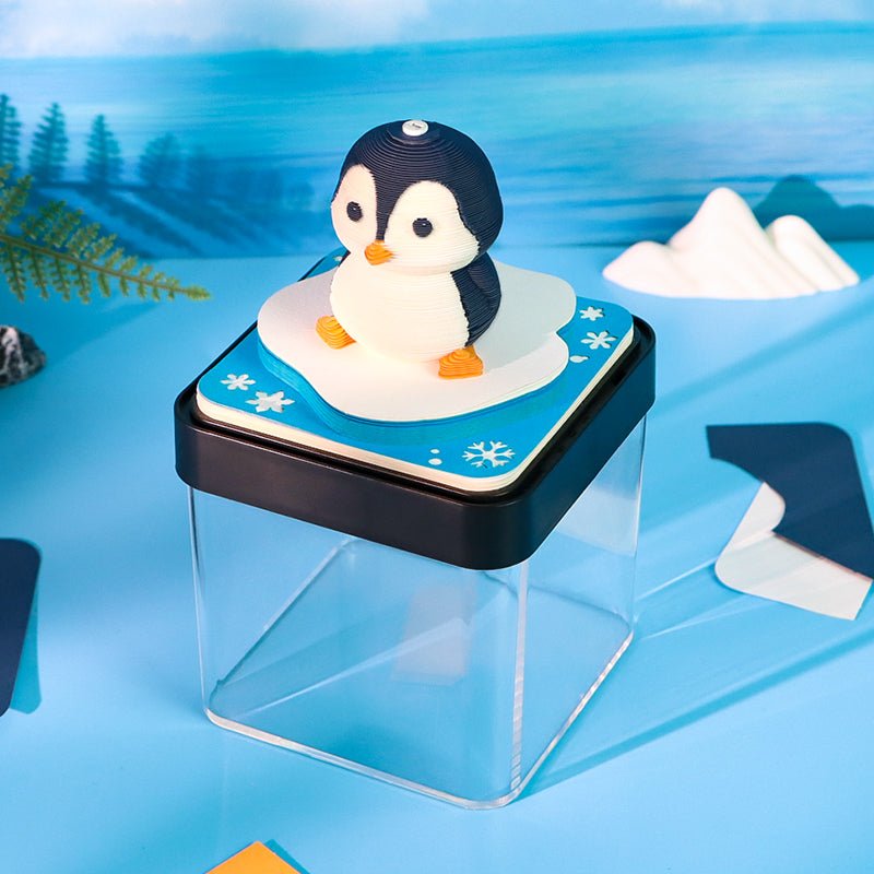 Cute Penguin 3D Model Hand Torn Memo Pad With Daily Calendar 2026