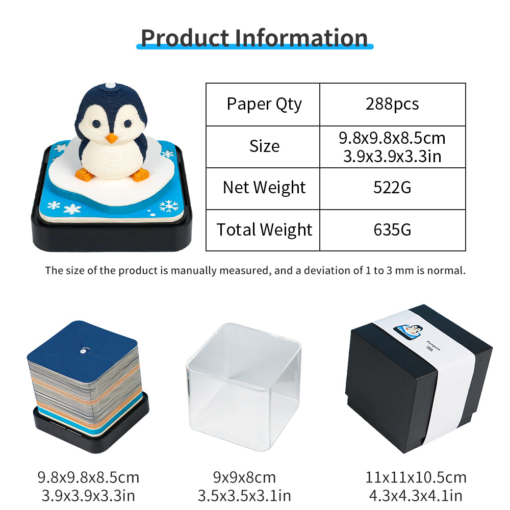 Cute Penguin 3D Model Hand Torn Memo Pad With Daily Calendar 2026