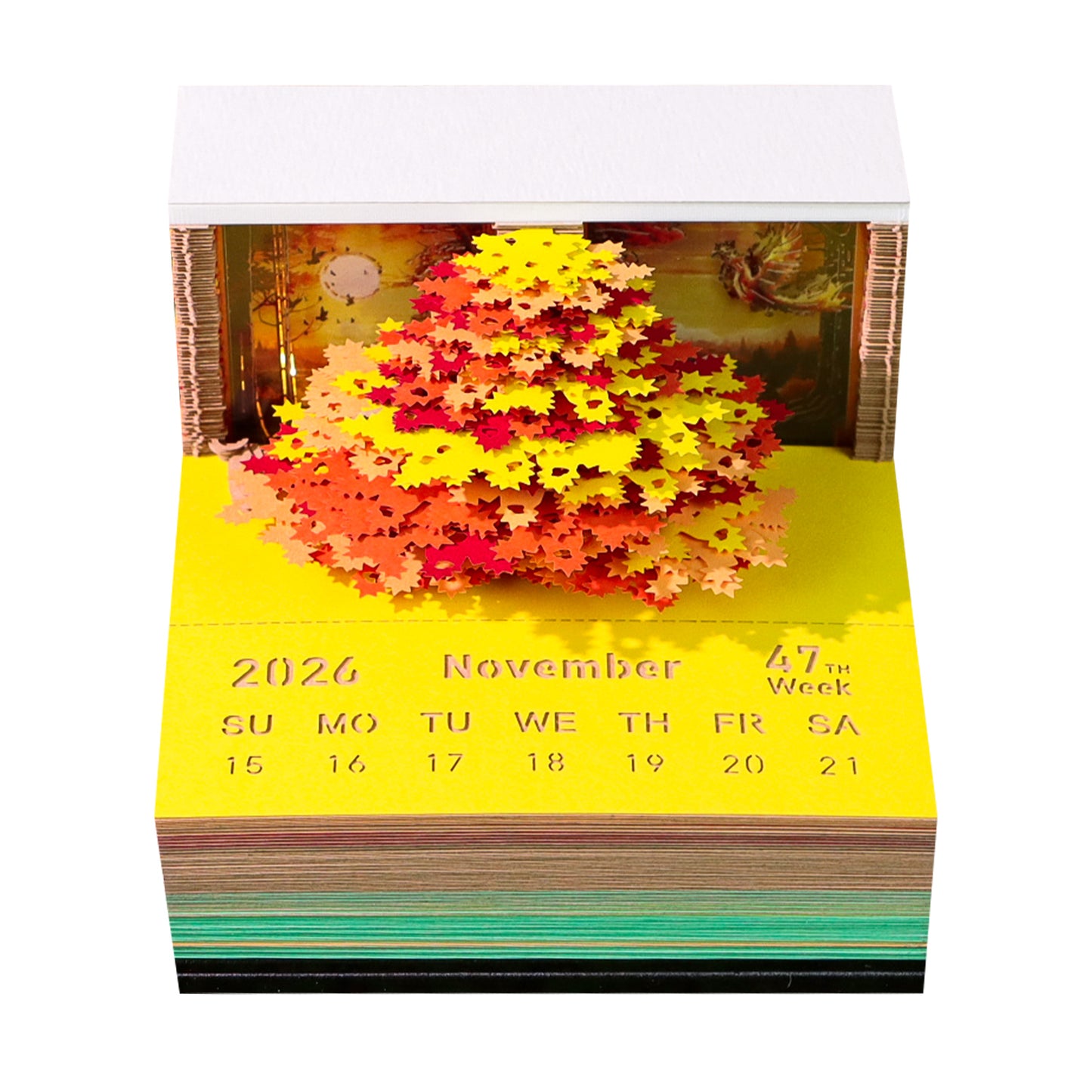 Phoenix Tree 3D Model Hand Torn Memo Pad With Weekly Calendar 2026