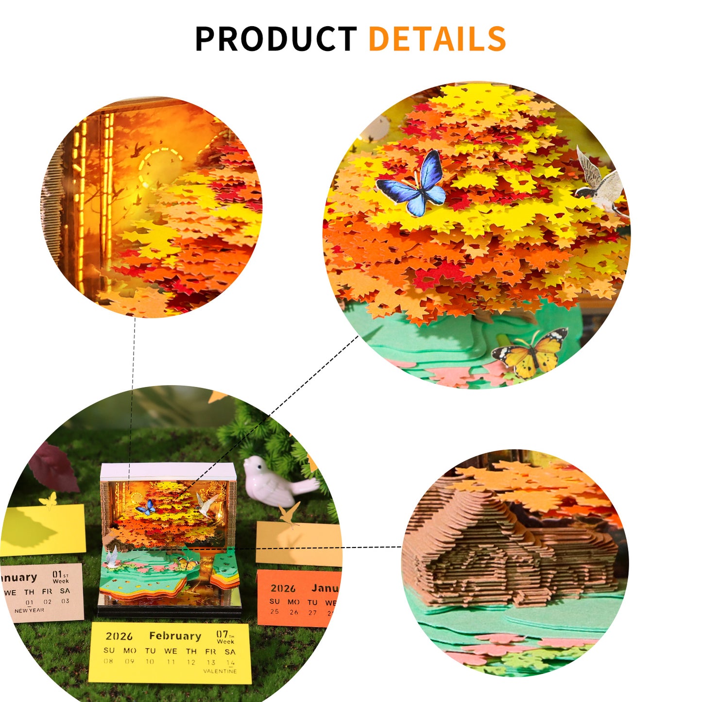 Phoenix Tree 3D Model Hand Torn Memo Pad With Weekly Calendar 2026