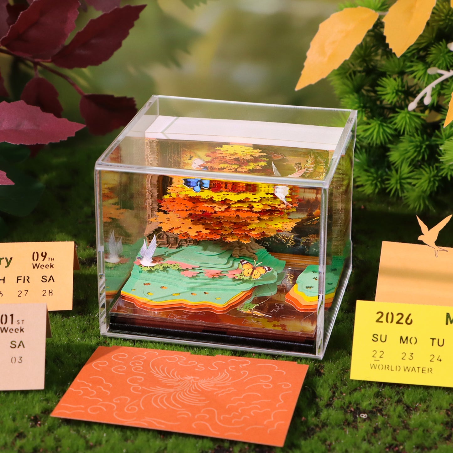 Phoenix Tree 3D Model Hand Torn Memo Pad With Weekly Calendar 2026
