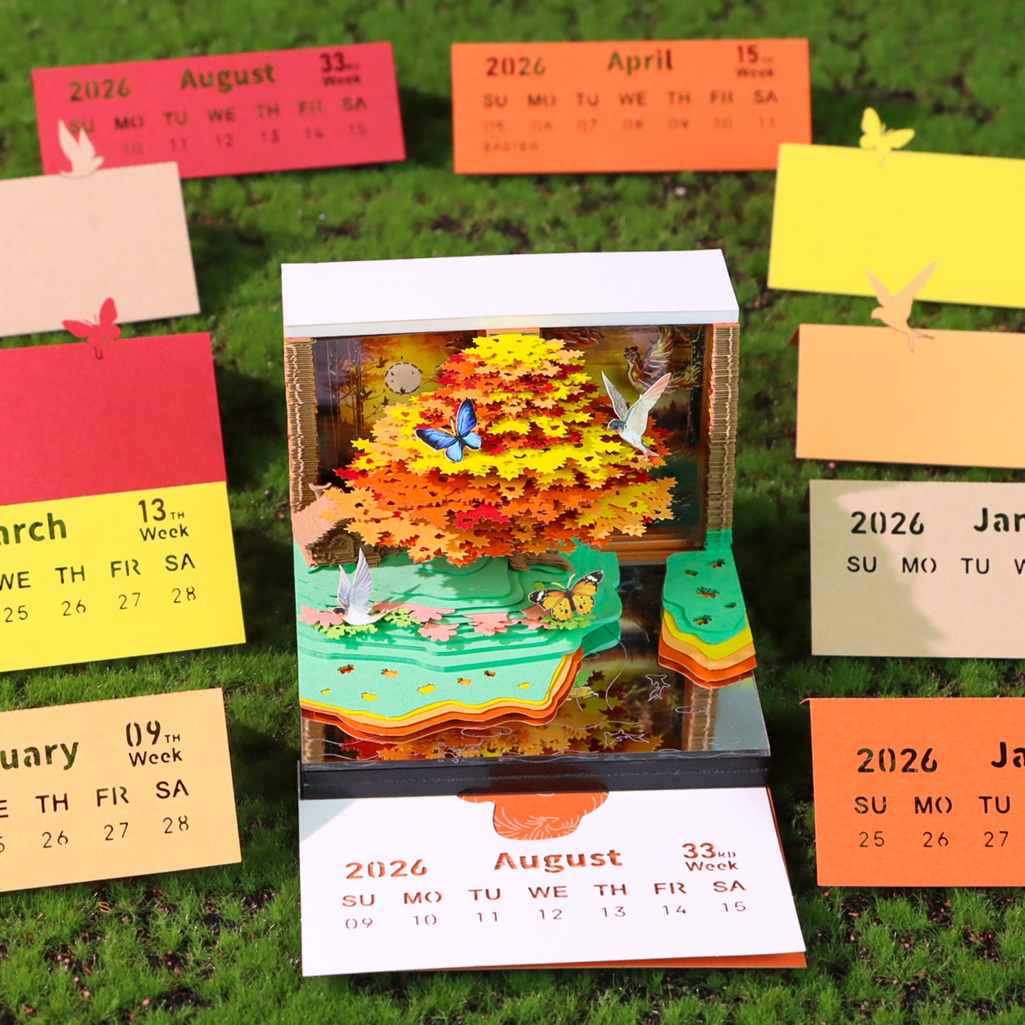 Phoenix Tree 3D Model Hand Torn Memo Pad With Weekly Calendar 2026