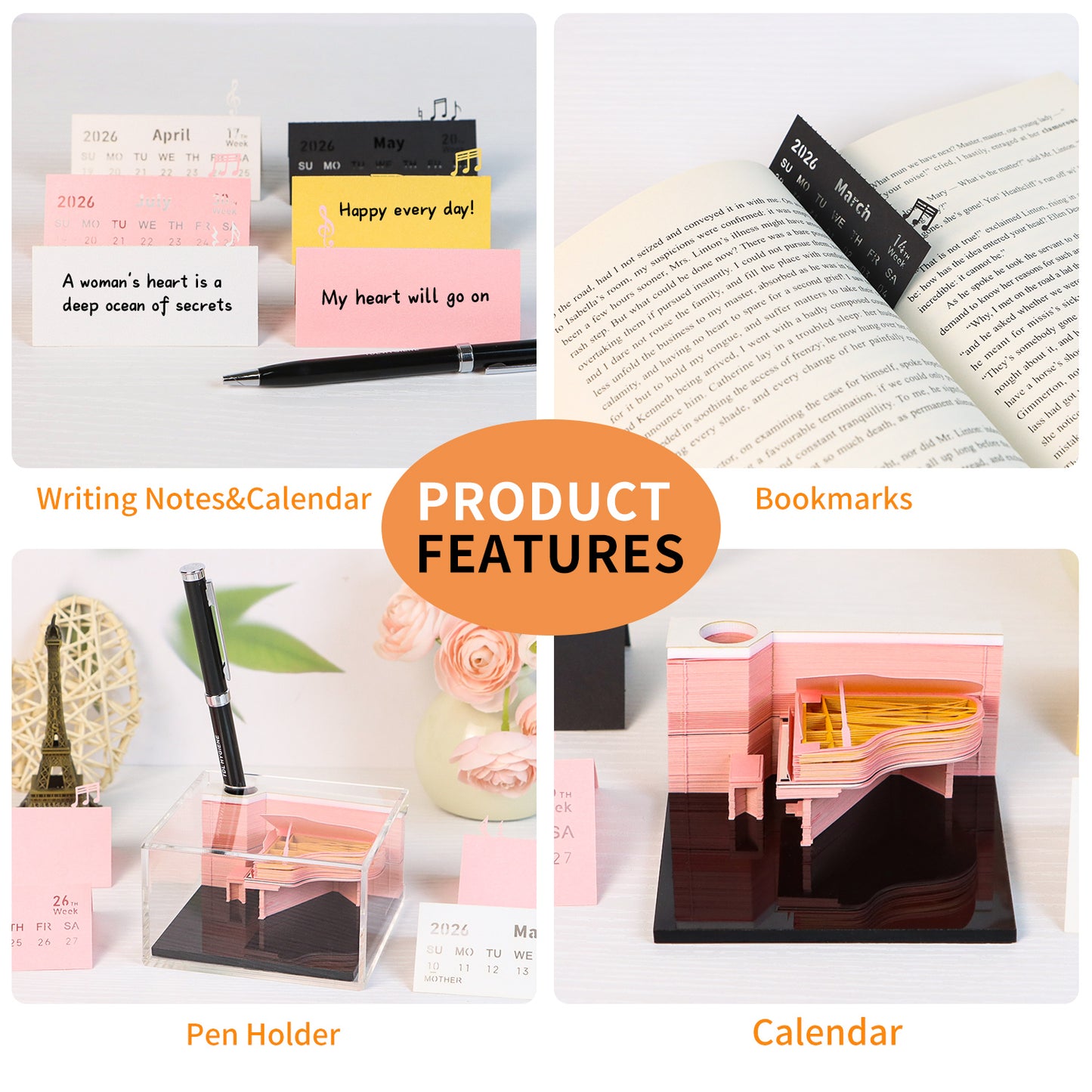 Piano model 3D Memo Pad(3D Calendar 2026)