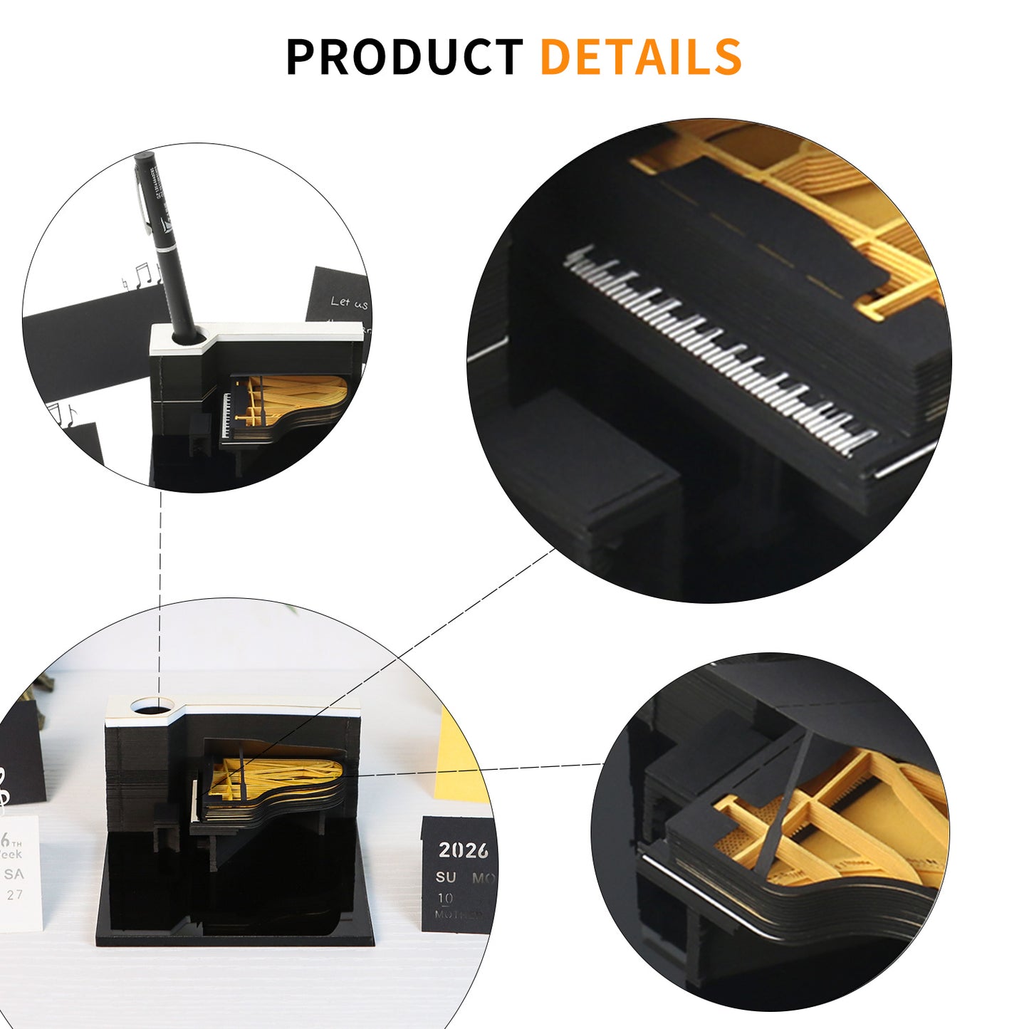 Piano model 3D Memo Pad(3D Calendar 2026)