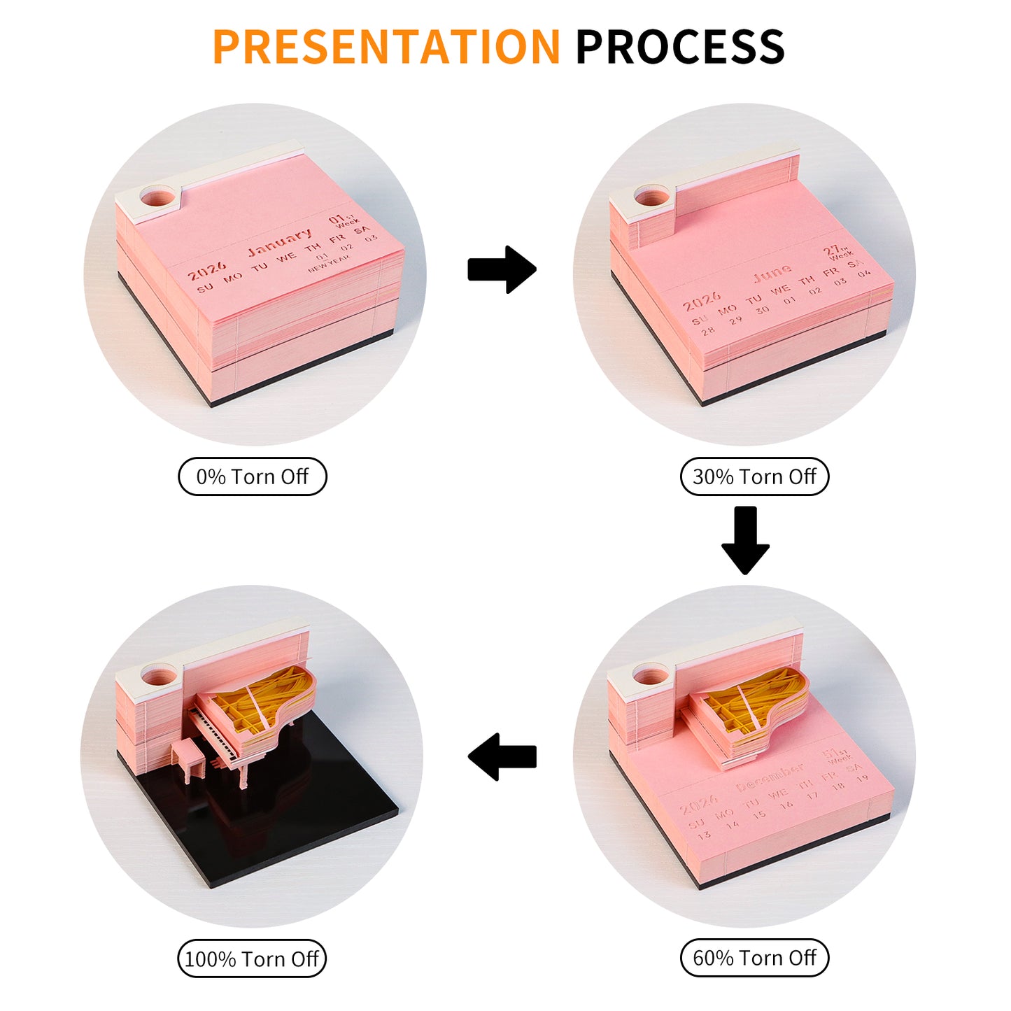 Piano model 3D Memo Pad(3D Calendar 2026)