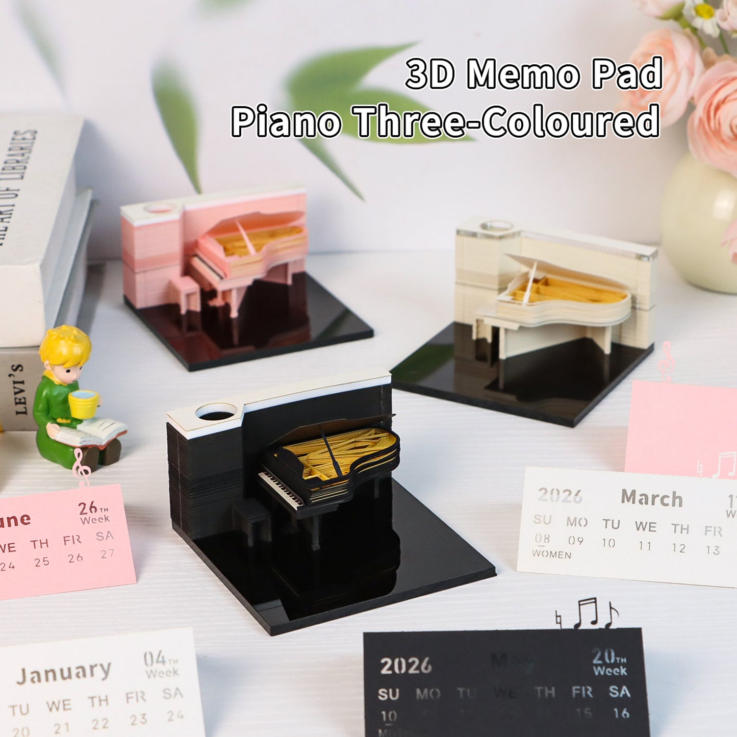 Piano model 3D Memo Pad(3D Calendar 2026)