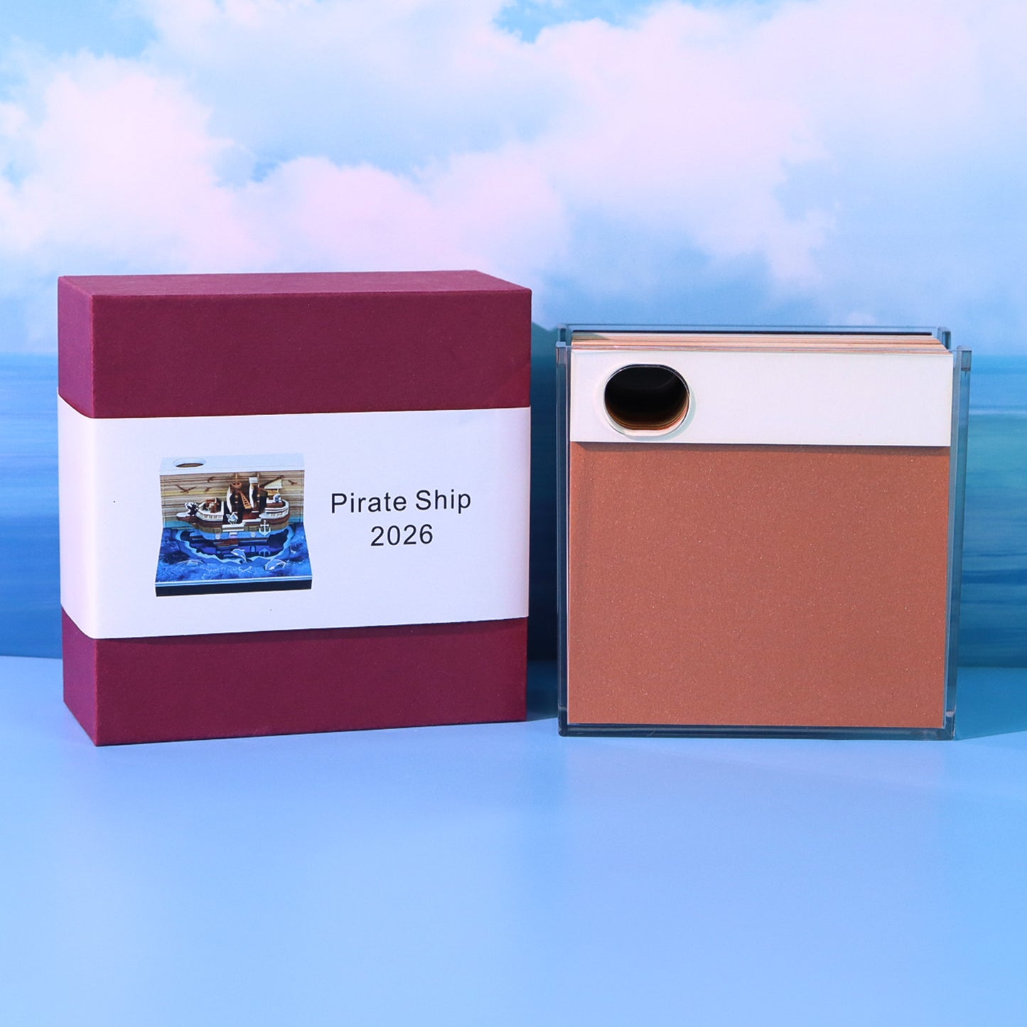 Pirate Ship 3D Model Memo Pad With Calendar