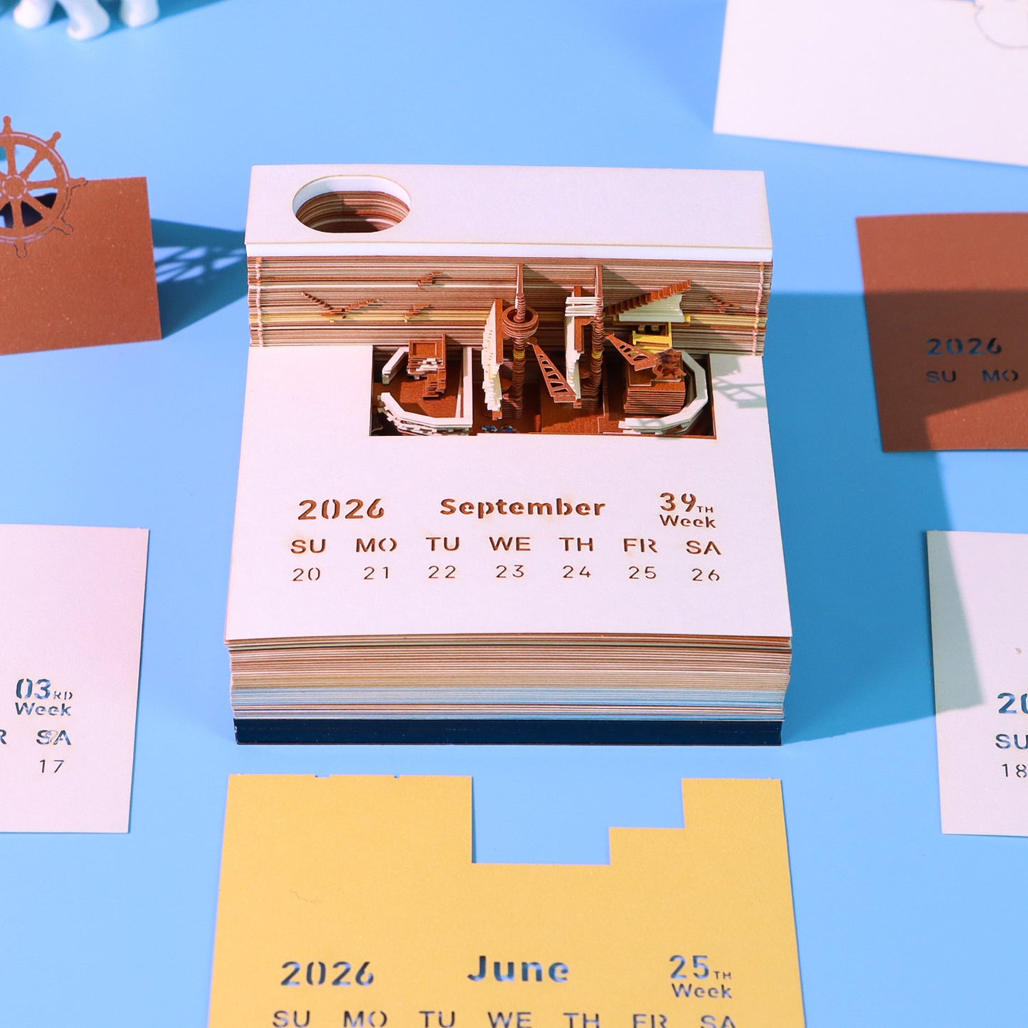 Pirate Ship 3D Model Memo Pad With Calendar